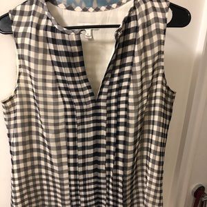 J Crew Navy and White Plaid Tank